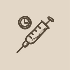 Syringe sketch icon.