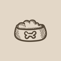 Obraz premium Dog bowl with food sketch icon.