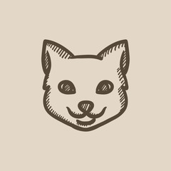 Cat head sketch icon.