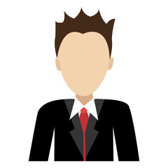 business avatar man wearing black suit and red tie front view over isolated background,vector illustration