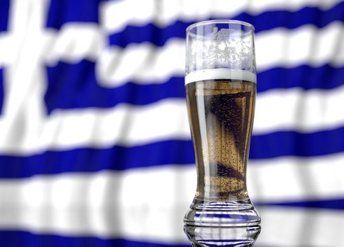 a glass of beer in front a xxxx flag. 3D illustration rendering.