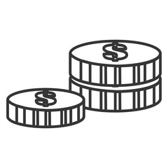 black and white tree money coins front view over isolated background, commerce concept, vector illustration 