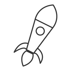 black and white space rocket with circle over isolated background, travel concept, vector illustration 