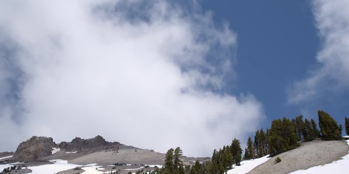 Time-lapse clouds over Mt. Lassen ridge in Lassen Volcanic National Park, California