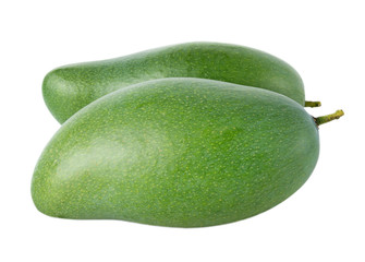 Green mango isolated on a white background