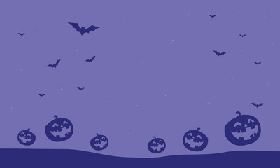 Purple backgrounds pumpkins and bat illustration Halloween