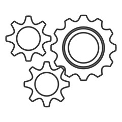 black and white settings icon over isolated background, vector illustration 