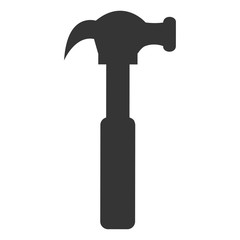 black  construction hammer front view over isolated background, vector illustration 