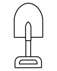 white construction shovel front view over isolated background, vector illustration 