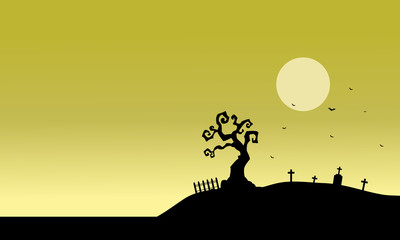 Silhouette of tomb and fields vector illustration