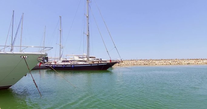 20 June  2016, Herzliya, Israel. The white luxury yacht on the Mediterranean sea.
