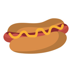 colorful hot dog with yellow salse over isolated background, fast food concept,  vector illustration 