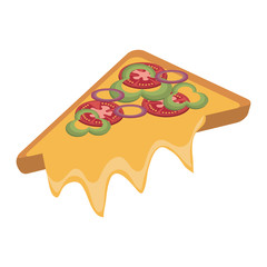 colorful fast food pizza front view over isolated background, fast food concept, vector illustration 