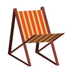 orange and yellow beach seat side view over isolated background, vector illustration 