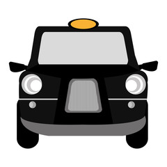 black british cab front view over isolated background, vector illustration 