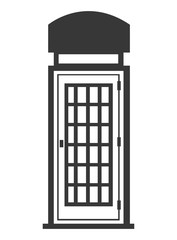 black and white british telephone cabin over isolated backgorund, vector illustration 