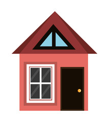 red house and white window front view over isolated background, vector illustration 