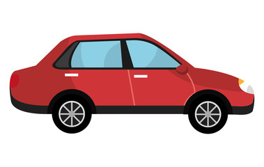Fototapeta na wymiar red car with black wheels side view over isolated background, vector illustration