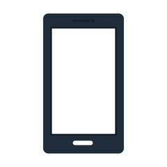 blue and white smartphone device front view over isolated background, vector illustration 