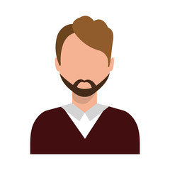 avatar business man with moustache wearing colorful clothes front view over isolated background, vector illustration 