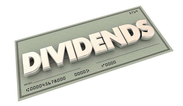 Dividends Check Money Income Word 3d Illustration