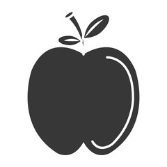 black apple fruit front view over isolated background, vector illustration 