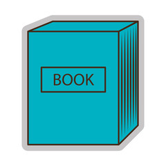 blue set of books with white writing front view over isolated background, vector illustration 