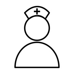 black and white avatar nurse front view over isolated background, vector illustration 