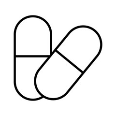 black and white set of medicine pills front view over isolated background, vector illustration 