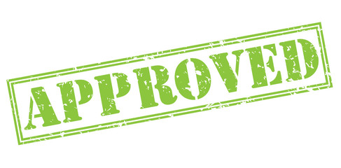approved green stamp on white background