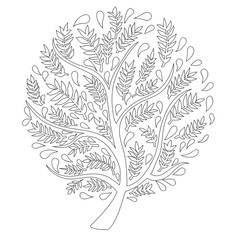 Tree no Color isolated on White Background Vector Illustration