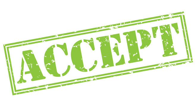 accept green stamp on white background