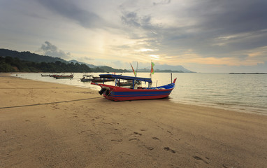 Scenery of fisherman village at Black Sand Beach Village in Langkawi, malaysia