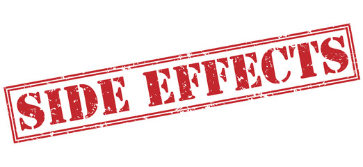side effects red stamp on white background