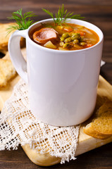 Homemade soup with beans
