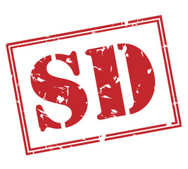 sd red stamp on white background