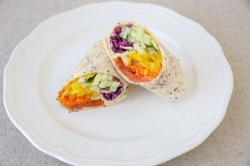 Go green, Rainbow salad tortilla wraps