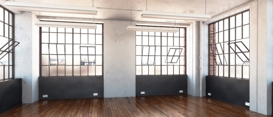 Empty postindustrial office area (panoramic)