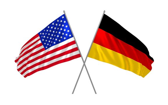 Flags of USA and Germany together
