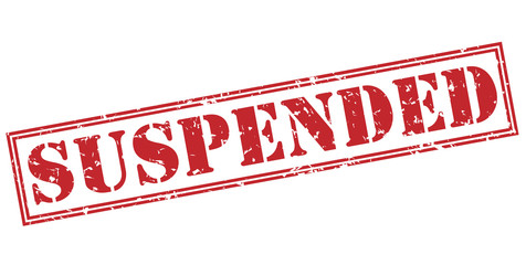 suspended red stamp on white background