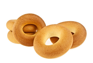 Fresh bagels isolated on white background