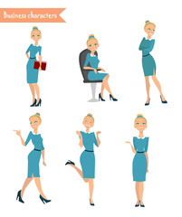 Fototapeta premium business woman different poses