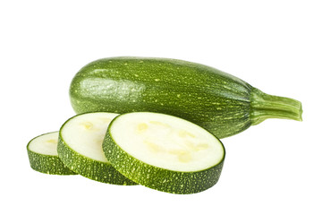 Fresh cutted zucchini isolated on a white background