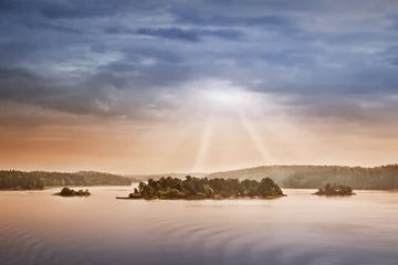 Fotobehang Small islands in the morning near to Stockholm. Swedish landscape © candy1812