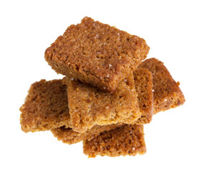 rye salty crackers on a white background