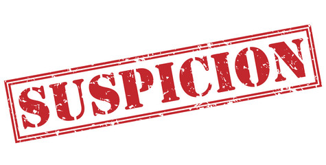 suspicion red stamp on white background