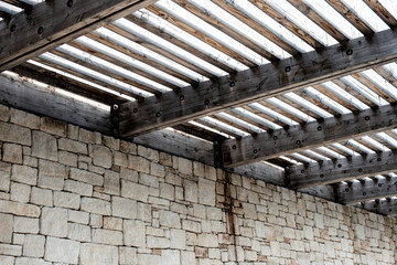 Wall and wooden lath