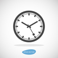 Clock Icon - Isolated Vector Illustration. Simplified flat design.
