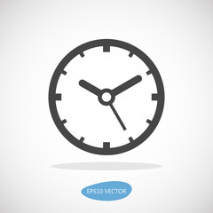 Clock Icon - Isolated Vector Illustration. Simplified flat design.