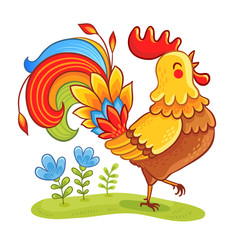 Rooste. Cute cartoon rooster vector illustration. Cartoon rooster isolated on a white background.